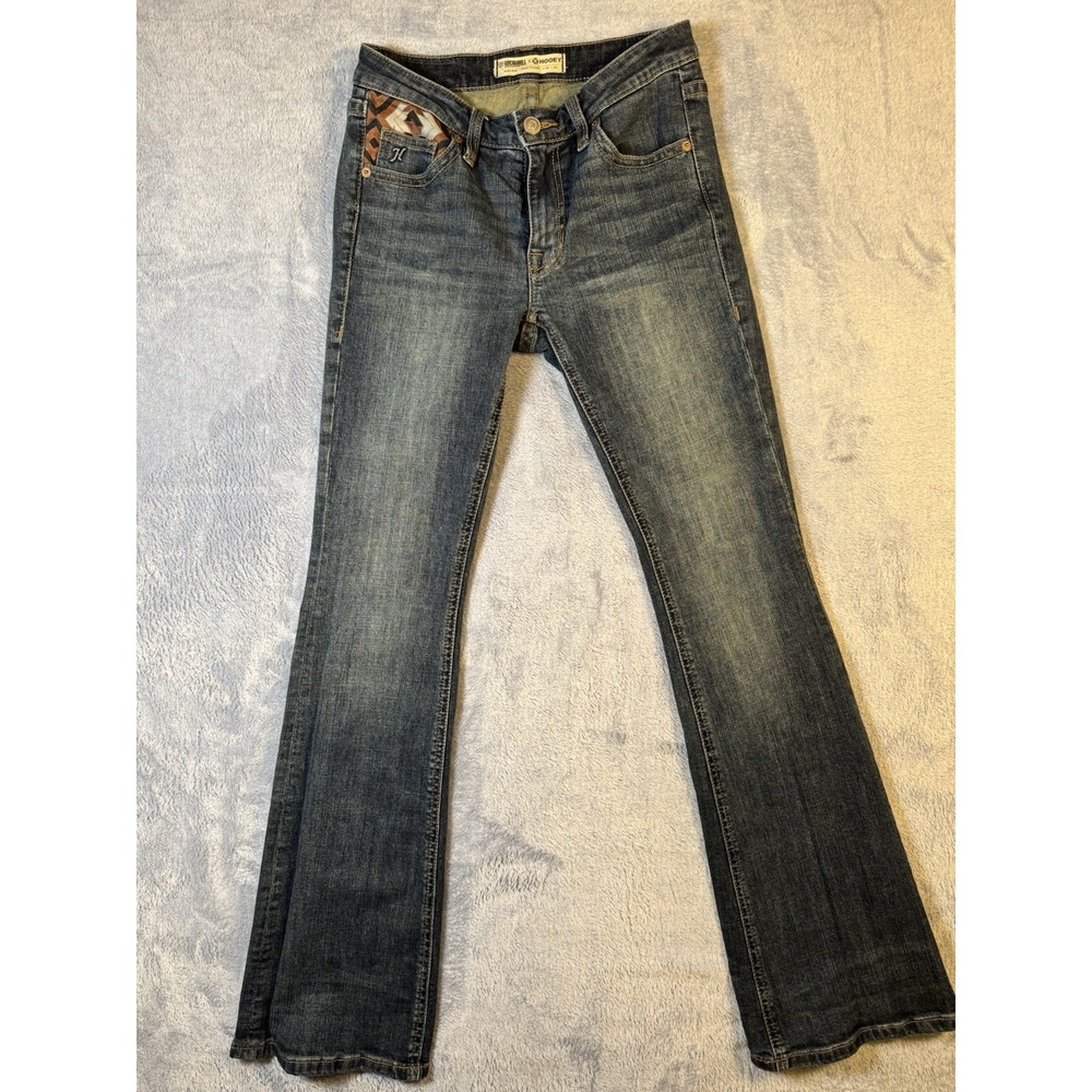 Rock & Roll Cowgirl Hooey Jeans Womens 26x34 High Rise Baby Flare Actual 28x32